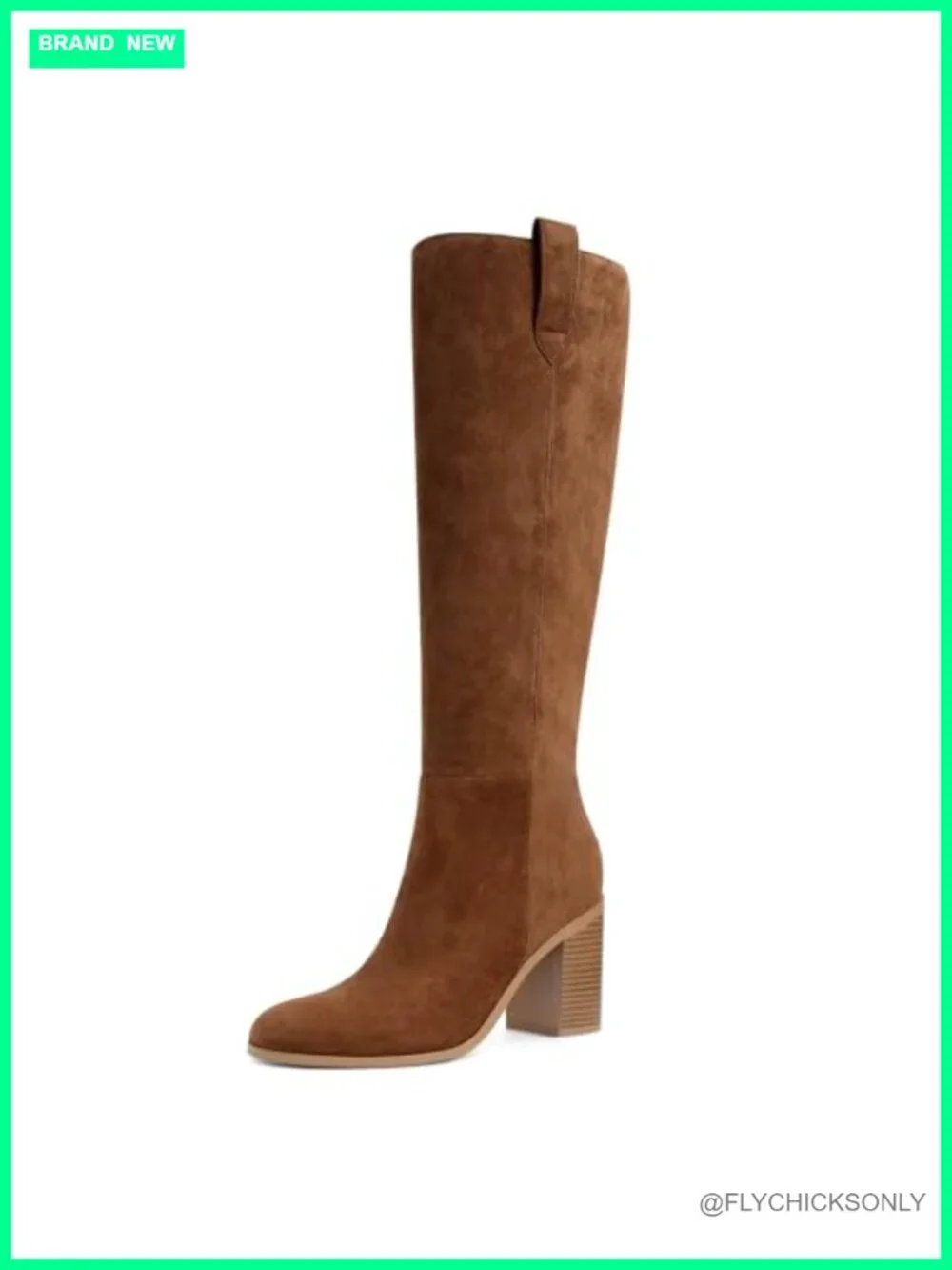 Knee High Boots Suede Leather Tall Boots Slouchy Chunky Block High Heel Boot